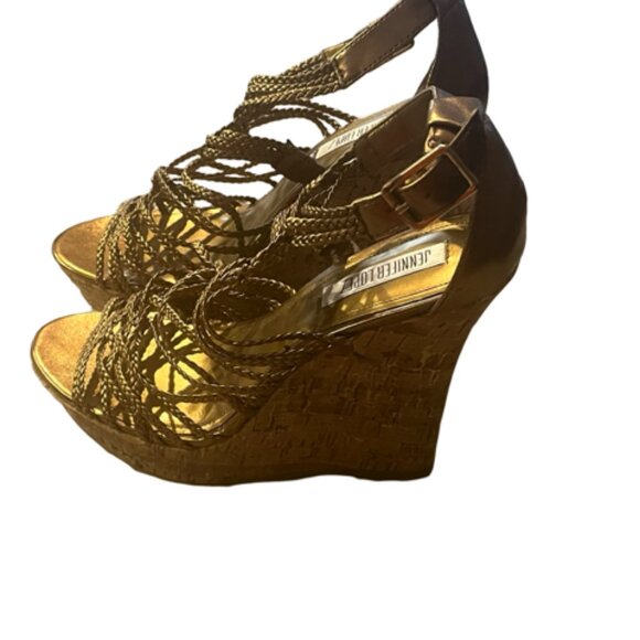 Jennifer Lopez Strappy Braided Wedge Heals Size 8 - Picture 4 of 4